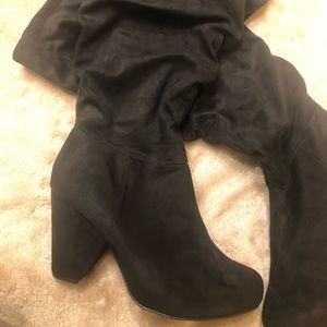 Torrid faux black suede slouch boots